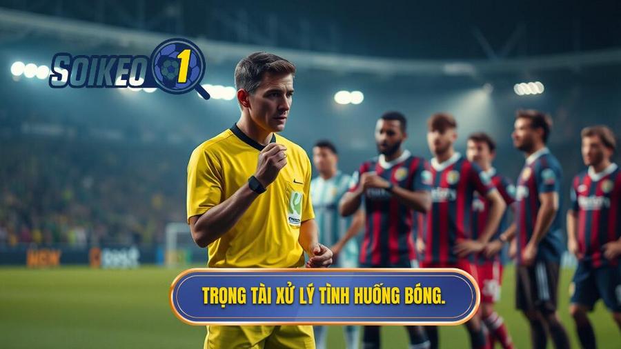 2. Trọng tài xử lý tình huống bóng.