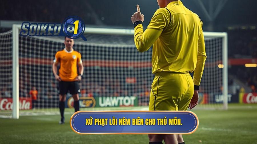 3. Xử phạt lỗi ném biên cho thủ môn.